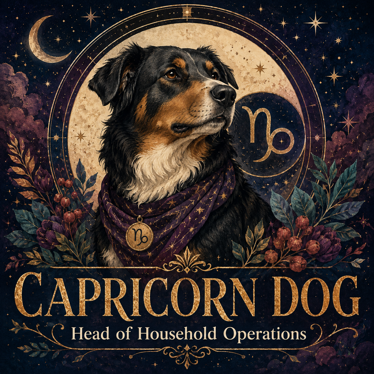 Capricorn Dog celestial design