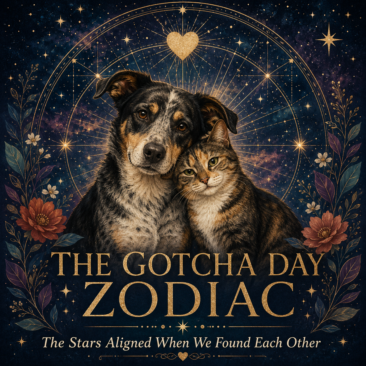 The Gotcha Day Zodiac dog and cat design