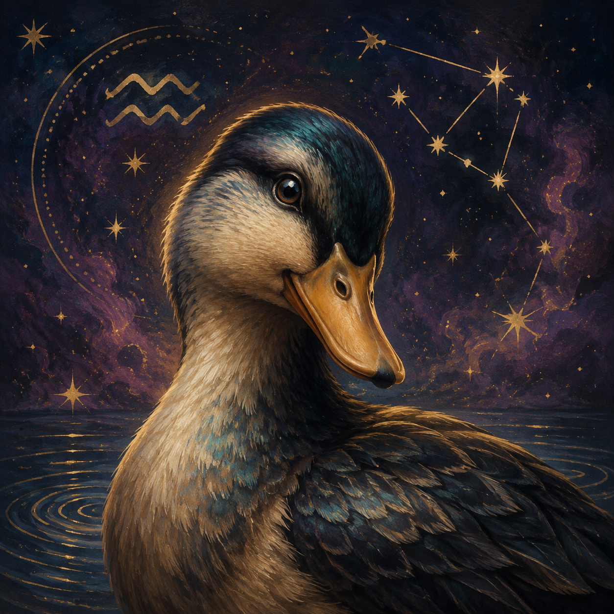 Aquarius Duck celestial portrait