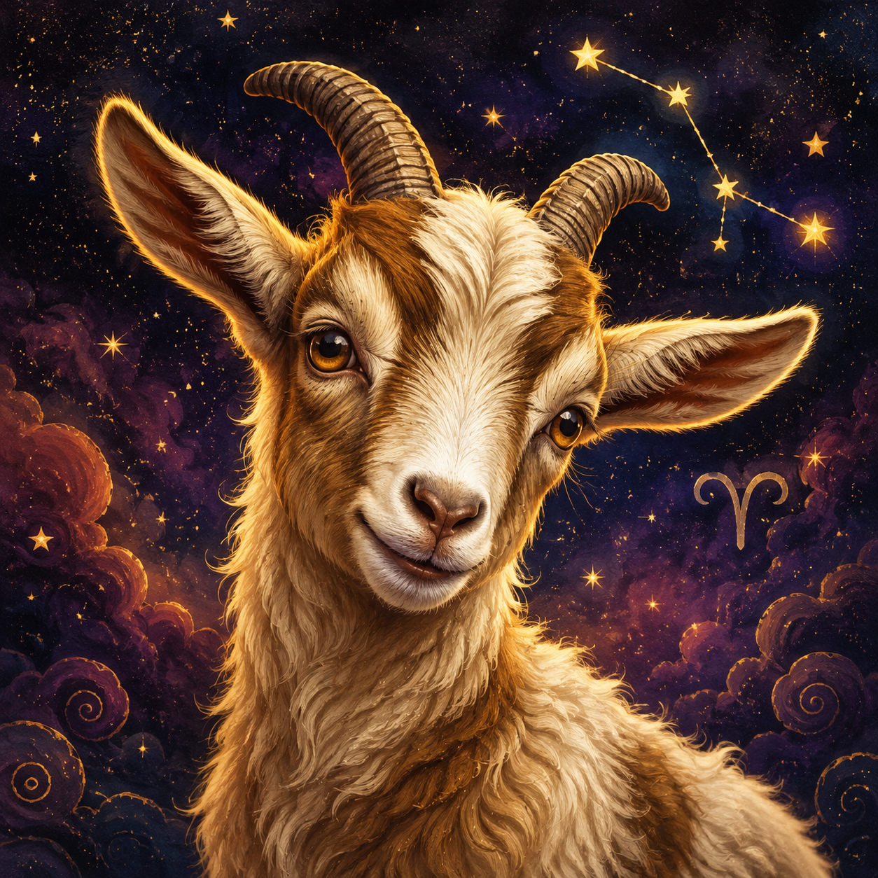 Aries Goat celestial portrait