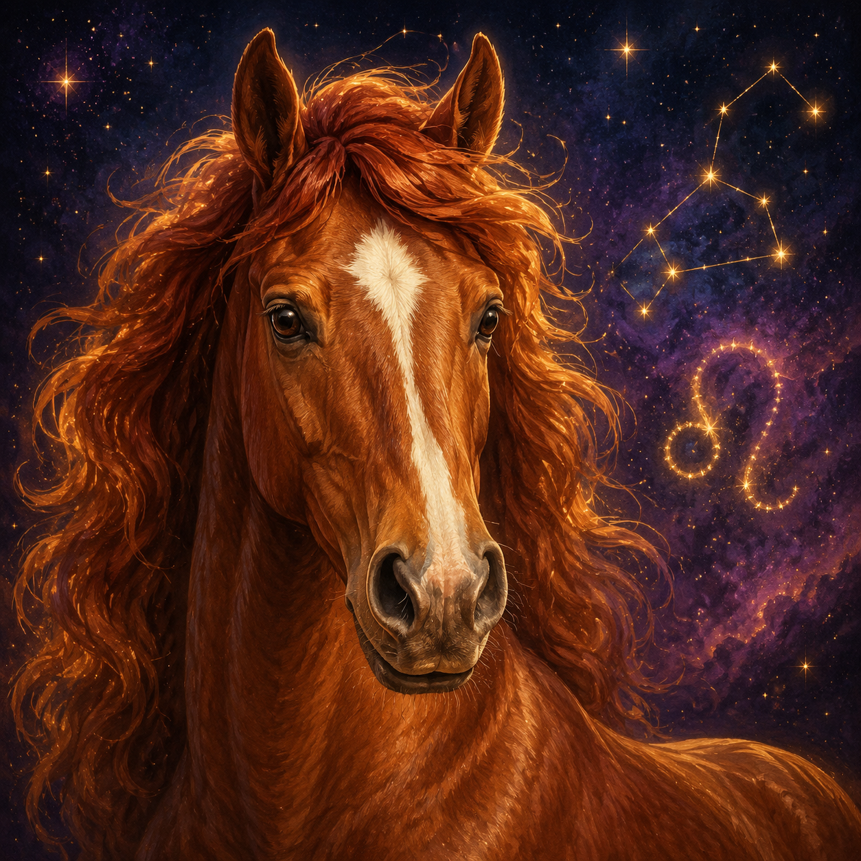 Leo Horse celestial portrait
