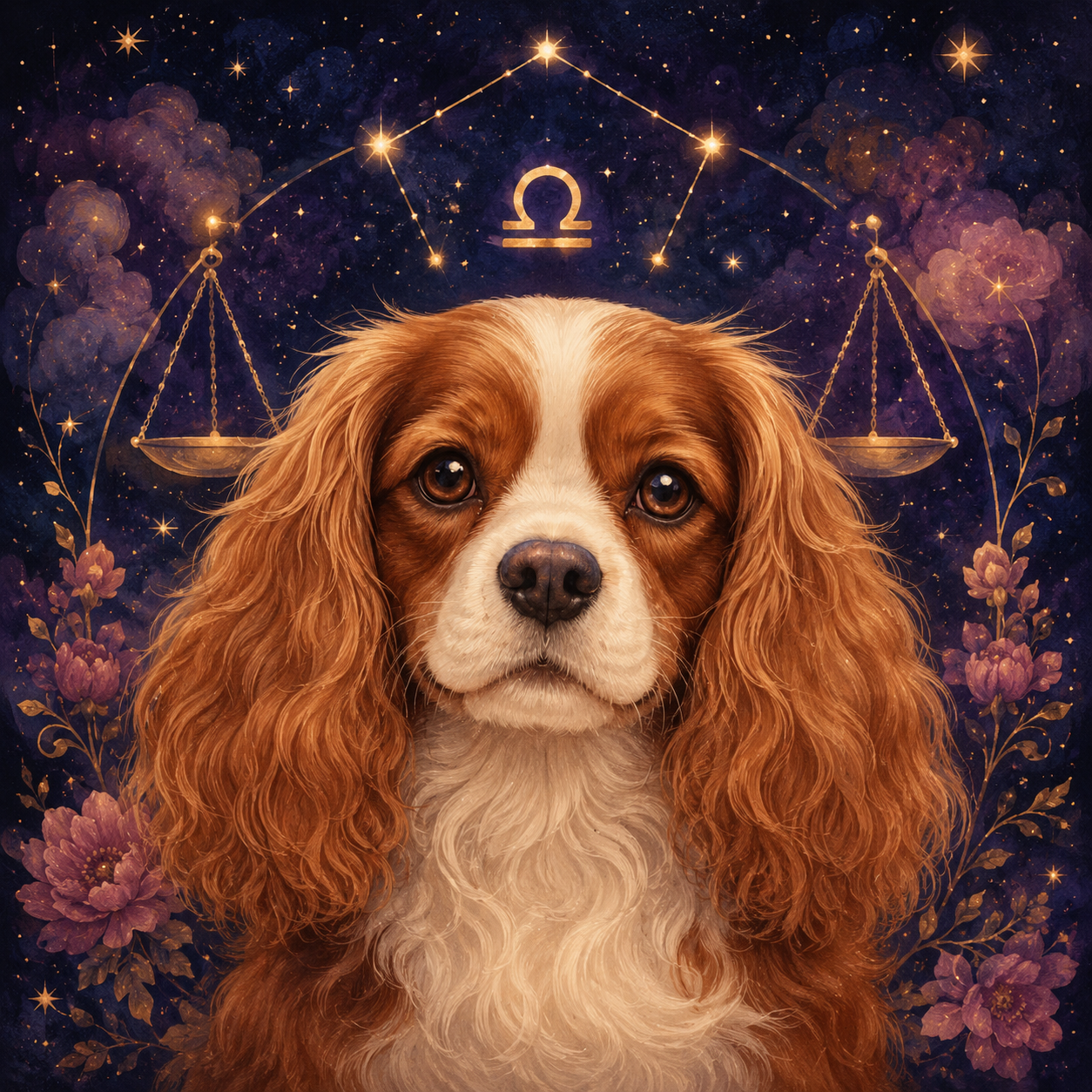 Libra Dog celestial portrait